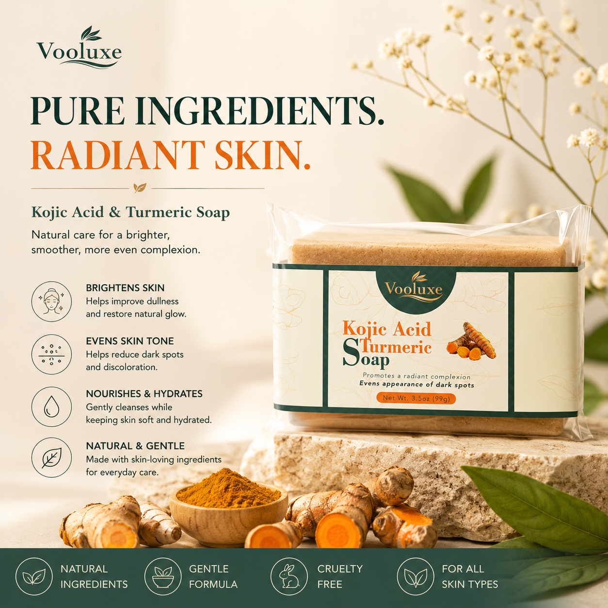 Vooluxe Kojic Acid Turmeric Soap